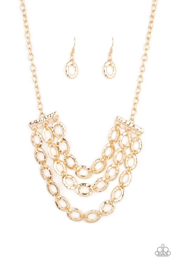 Repeat After Me - Gold Paparazzi Necklace