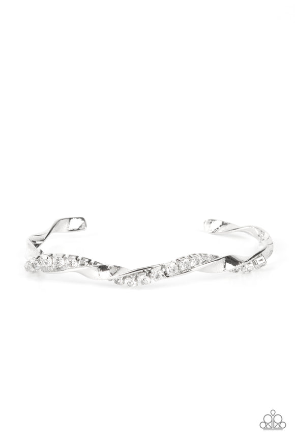 Twisted Twinkle - White Silver Paparazzi Bracelet