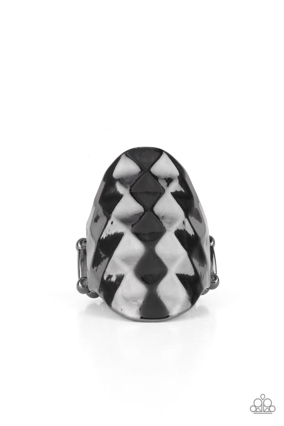 Ferociously Faceted - Black Paparazzi Ring