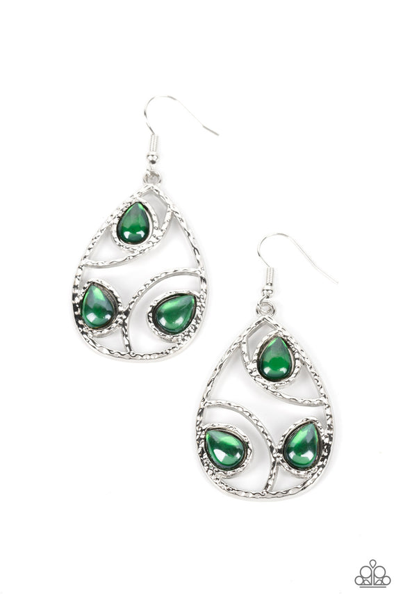 Send the BRIGHT Message - Green Paparazzi Earrings